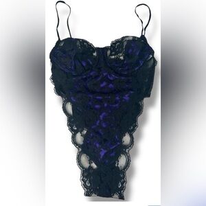 Vintage Gold Label Victoria Secret Sexy Lace Bodysuit sz small